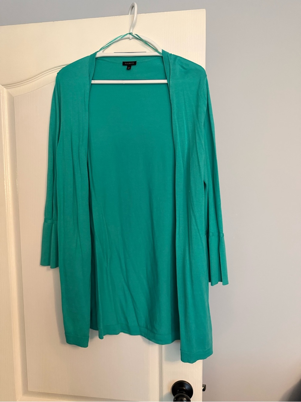 Talbots Teal Open-Front Lightweight Cardigan